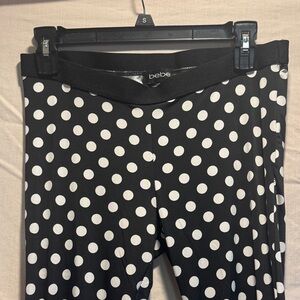 Bebe Black and White Polka Dot Leggings Size M Stretchy